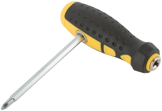 Отвертка с переставным жалом Профи, прямая и Т-обр., CrV сталь, прорезин.ручка, 6х130 мм РН2/SL6