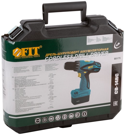 Дрель-Шуруповерт акк. 14,4 В; 0-550 об/мин; 15,0 Нм; 2 (Ni-Cd) 1,3 Ач; 3-5 ч.; рез. накл.; кейс