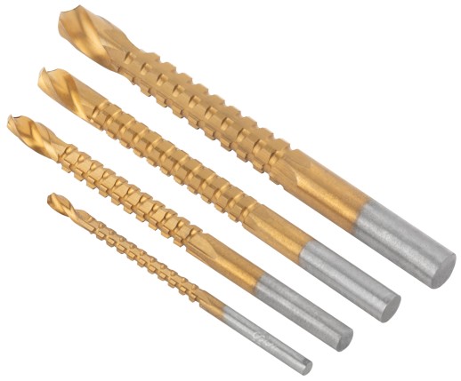Сверла-фрезы универсальные титановое покрытие, набор 4 шт. (3; 5; 6; 8 мм)