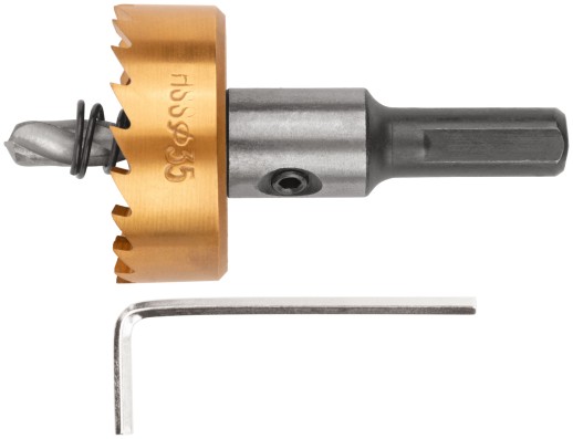 Коронка кольцевая по металлу, HSS сталь, титановое покрытие 35 мм