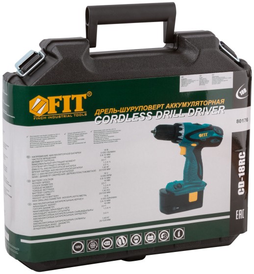 Дрель-Шуруповерт акк. 18,0 В; 0-550 об/мин; 16,0 Нм; 2 (Ni-Cd) 1,3 Ач; 3-5 ч.; рез. накл.; кейс