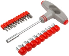 Отвертка Т-образная, 11 CrV бит и 9 головок