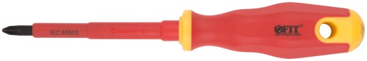 Отвертка изолированная 1000 В, CrV сталь, прорезиненная ручка 6.5х100 мм РН2