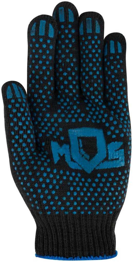 Перчатки вязаные черные х/б с ПВХ, 4 нити, 10 класс вязки