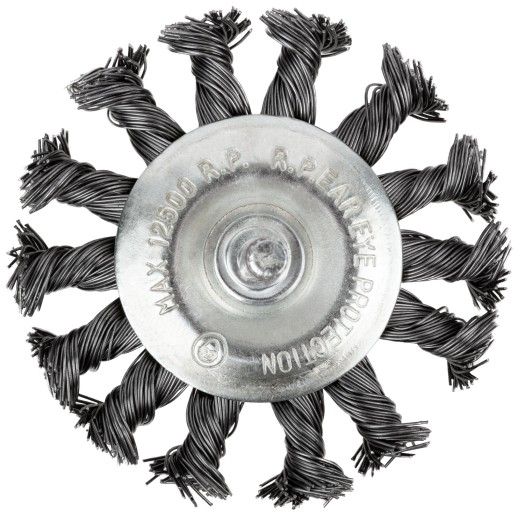 Корщетка дисковая прямая, со шпилькой, стальная витая проволока  75 мм