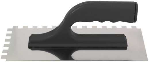 Кельма зубчатая 10 x 10, нержавеющая сталь, 270 x 130 мм, пластиковая ручка