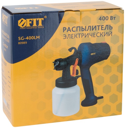 Распылитель электрический 400 Вт; 2,0 мм; 800 мл; 40 DIN/сек; 650 мл/мин; HVLP; коробка