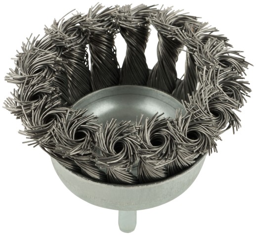 Корщетка чашечная, со шпилькой, стальная витая проволока 65 мм