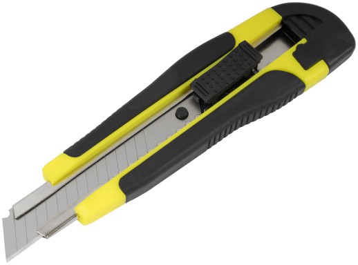 Нож технический 18 мм усиленный прорезиненный, лезвие 15 сегментов