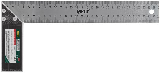 Угольник столярный, рифленая шкала, нержавеющее полотно, алюминиевое основание, 350 мм