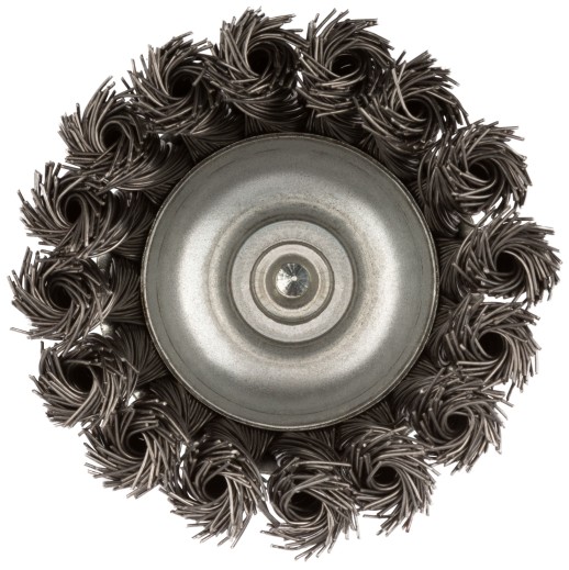 Корщетка чашечная, со шпилькой, стальная витая проволока 75 мм