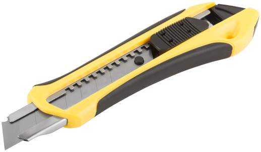 Нож технический 18 мм усиленный прорезиненный, 2-х сторонняя автофиксация