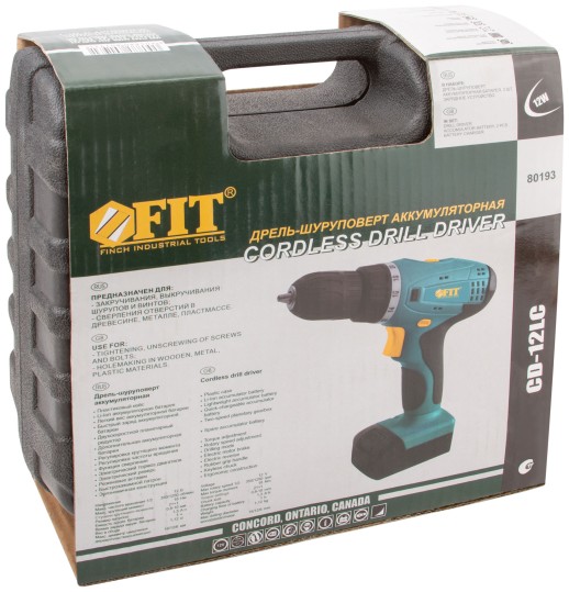 Дрель-Шуруповерт акк. 12,0 В; 0-350/1250 об/мин; 18,0 Нм; 2 (Li-Ion) 1,3 Ач; 1 ч.; рез. накл.; кейс