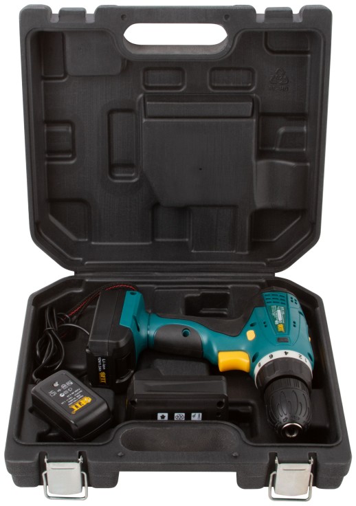 Дрель-Шуруповерт акк. 12,0 В; 0-350/1250 об/мин; 18,0 Нм; 2 (Li-Ion) 1,3 Ач; 1 ч.; рез. накл.; кейс