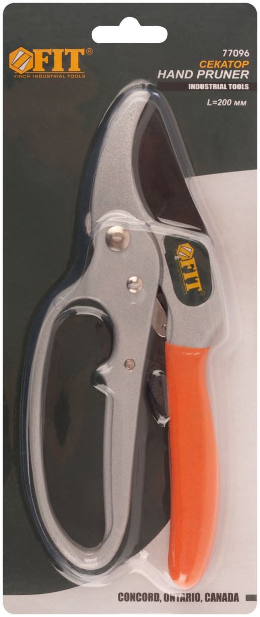 Секатор Профи, храп.механизм, режущ.кромки встык с наковальней, тефл.покр.лезвий, алюм.корпус 200 мм