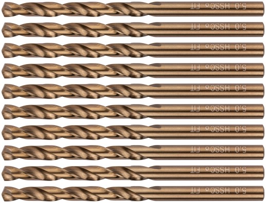 Сверла по металлу HSS с добавкой кобальта 5% Профи 5,0 мм (10 шт.)