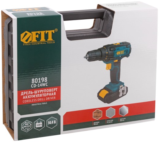 Дрель-Шуруповерт акк. 14,4 В; 0-450/1550 об/мин; 23,0 Нм; 2 (Li-Ion) 1,3 Ач; 1,5 ч.; рез. накл.; кейс