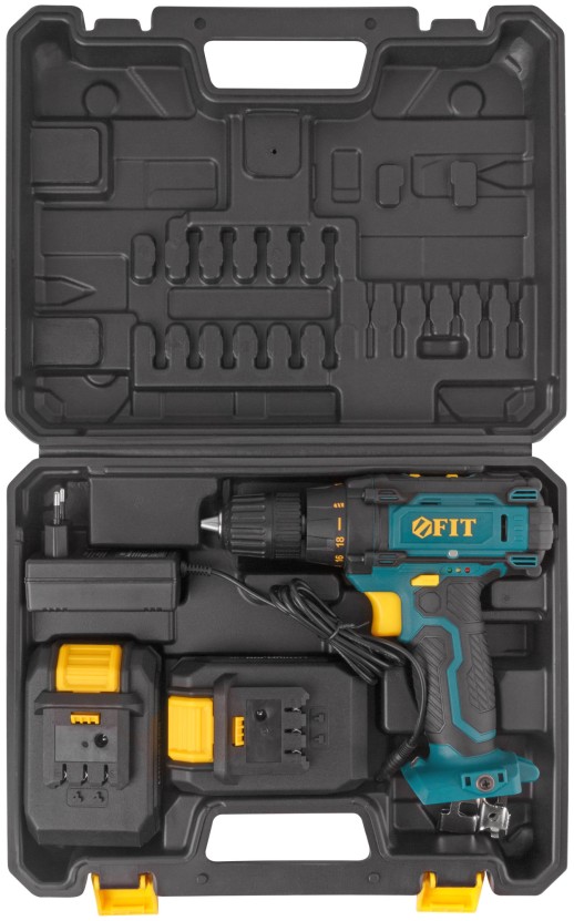 Дрель-Шуруповерт акк. 18,0 В; 0-450/1550 об/мин; 29,0 Нм; 2 (Li-Ion) 1,3 Ач; 1,5 ч.; рез. накл.; кейс