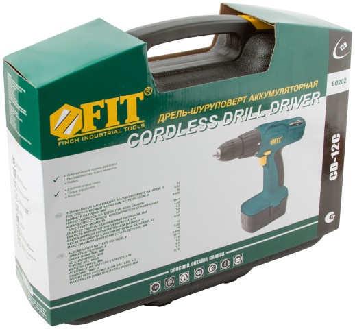 Дрель-Шуруповерт акк. 12,0 В; 0-550 об/мин; 9,5 Нм; 2 (Ni-Cd) 1,2 Ач; 3-5 ч.; рез. накл.; кейс