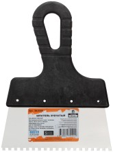 Шпатель зубчатый, 4х4 мм, нержавеющая сталь, пластиковая ручка, 150 мм