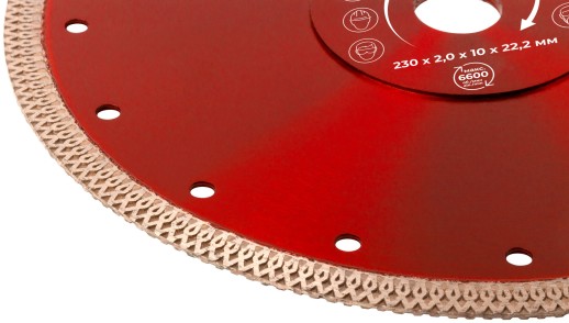 Диск отрезной алмазный универсальный, тонкий рез (сухая и влажная резка) 230х2,0х10х22,2 мм