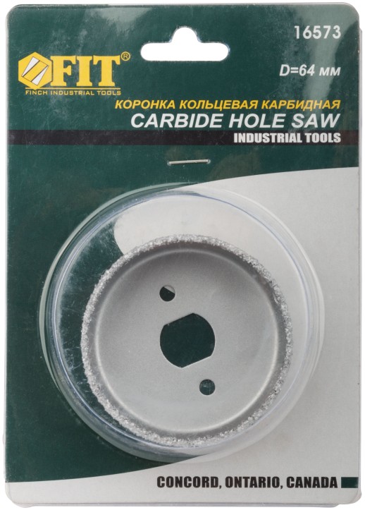 Коронка кольцевая по кафелю карбидная, глубина пропила 25 мм, 64 мм