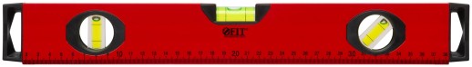 Уровень "Бизон", 3 глазка, красный корпус, магнитная полоса, ручки, шкала 400 мм