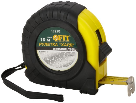 Рулетка прорезиненный корпус "Хард" 10 м x 25 мм