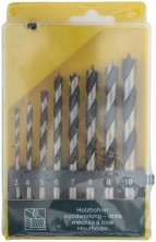 Набор сверл по дереву, CrV Профи, пластиковый бокс, 8 шт. (3-4-5-6-7-8-9-10 мм)