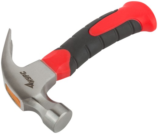 Молоток-гвоздодер, укороченный, фиберглассовая обрезиненная ручка 25 мм, 225 гр.