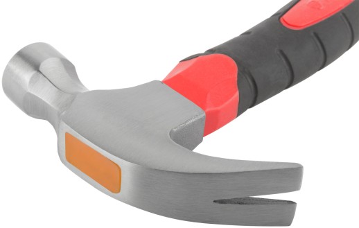 Молоток-гвоздодер, укороченный, фиберглассовая обрезиненная ручка 25 мм, 225 гр.