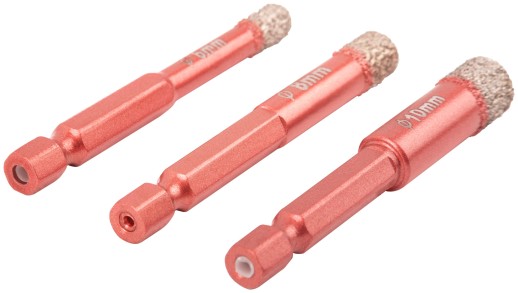 Набор коронок алмазных универсальных CUTOP Special, шестигранный хвостовик 1/4", 6/8/10 x 10 х 67 мм