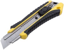 Нож технический 25 мм усиленный прорезиненный, кассета 3 лезвия