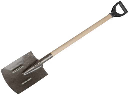 Лопата штыковая прямоугольная, "рельсовая сталь", с деревянным черенком и V-ручкой 210х385х1440 мм