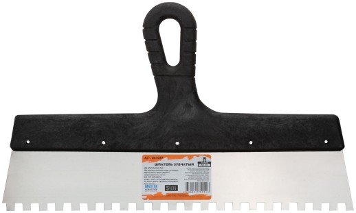 Шпатель зубчатый, 8х8 мм, нержавеющая сталь, пластиковая ручка, 350 мм