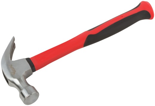 Молоток-гвоздодер, фиберглассовая усиленная ручка 27 мм, 450 гр.