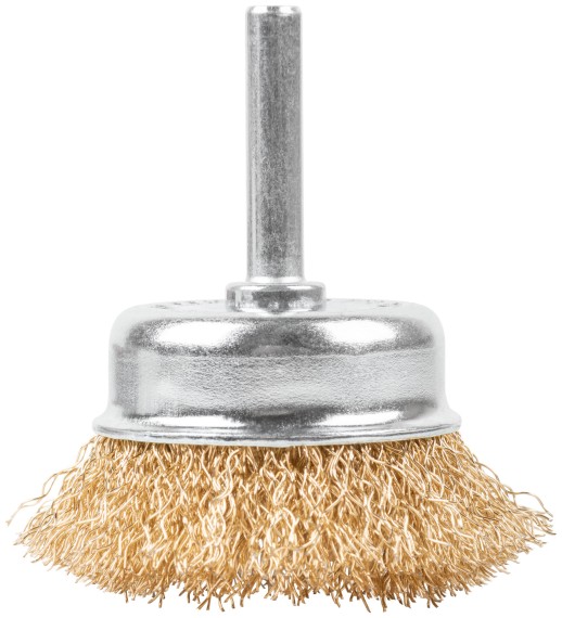 Щетка для дрели, тип "Чашка", латунированная витая проволока 0,3 мм, 50 мм, CUTOP Profi